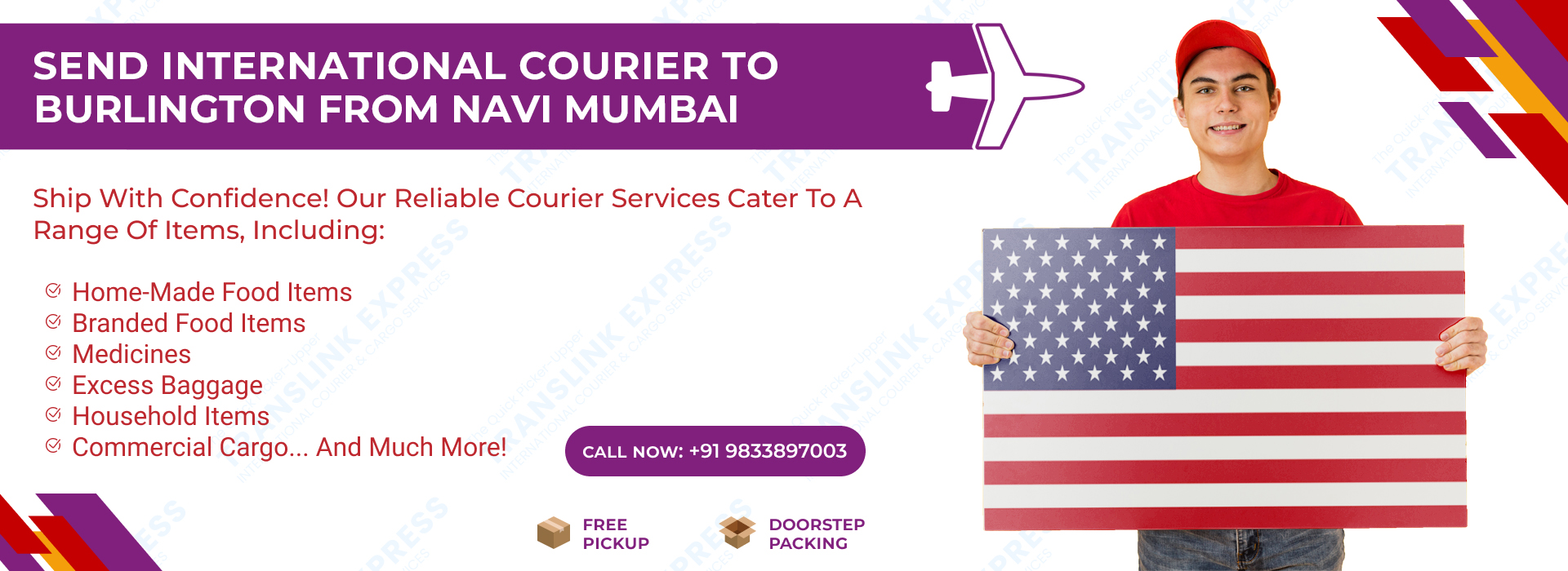 Courier to Burlington From Navi Mumbai